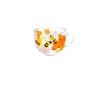 Hand Painted Glass Mug with Bees and Honeycomb, Decorative Tea Cup Gift for Birthdays, Anniversary, Retirement, Christmas, Mother's Day