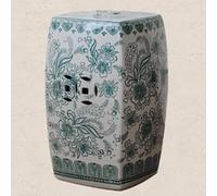 Hand-Painted Glazed Ceramic Garden Stool Decorative Sitting Stool for Flower Gardens Makeup or Small Side Table - Vibrant Green Accent Piece
