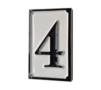 Hand-painted Italian-styled Black and White Ceramic Custom House Address Numbers Tiles 11 x7 cm (Number 4 tile)