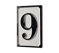 Hand-painted Italian-styled Black and White Ceramic Custom House Address Numbers Tiles 11 x7 cm (Number 9 tile)