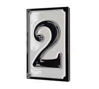 Hand-painted Italian-styled Black and White Ceramic Custom House Address Numbers Tiles 11 x7 cm (Number 2 tile)