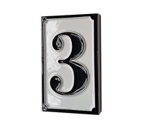Hand-painted Italian-styled Black and White Ceramic Custom House Address Numbers Tiles 11 x7 cm (Number 3 tile)