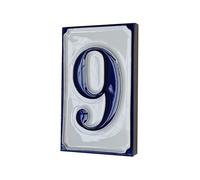 Hand-painted Italian-styled Blue and White Ceramic Custom House Address Numbers Tiles 11 x7 cm (Number 9 tile)