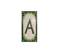 Hand-Painted Jacho Green Number Tiles Option of Metal Filigree Frames - 11 x 5.5 cm (Letter A Tile)