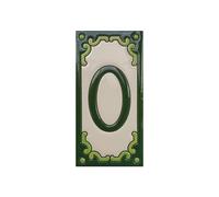Hand-Painted Jacho Green Number Tiles Option of Metal Filigree Frames - 11 x 5.5 cm (Number 0 Tile)