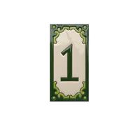 Hand-Painted Jacho Green Number Tiles Option of Metal Filigree Frames - 11 x 5.5 cm (Number 1 Tile)