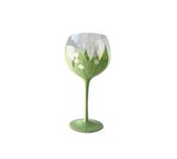 Hand-Painted Lily of The Valley Crystal Red Wine Glasses - Elegant Stemware for Fine Dining
