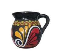 Hand-Painted Mexican clay Mugs, Floral Ceramic Coffee cups, Artisan Handmade Talavera Jarritos Mexican Mugs Tazas de Mexico (Intense Gray & colors, Single)