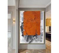 Hand Painted Modern Abstract Orange Wall Art Grey Oil Paintings On Canvas Frameless Artwork for Hotel Corridor Living Room Bedroom Home Decorations 70X110Cm