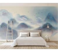 Hand Painted Multicoloured Ink Wash Mountain Peaks Flying Birds 3D Wallpaper Luxury Home Dining Decor Paste Sofa Living Room The Wall for Bedroom Mural-430cm×300cm