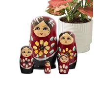 Hand Painted Nesting Dolls, 15cm Russian Wooden Set, Colorful Handmade Stacking Dolls with Traditional Floral Design, Quality Wood Figurine Decor with Style, for Living Room Use