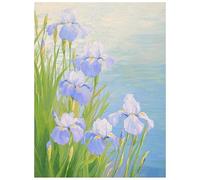Hand Painted Oil Painting Canvas Wall Art Modern Abstract Purple Iris Nature Botanical Nordic Decorative Artwork For Bedroom Kitchen Living Room Home Decor 100X150Cm(39X59Inch