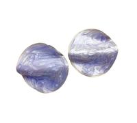 Hand Painted Oil Painting Styles Abstract Round Earrings with Silver Posts for Sensitive Ears in Cream White and Grape Hand Painted Earrings