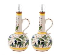 Hand Painted Olive Oil Bottles for Kitchen,500ML/600ML Ceramic Olive Oil Dispenser Bottle,Decorative Oil Dispenser Pot,Retro Storage Container with Spout for Oils,Vinegar