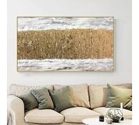 Hand Painted On Canvas Abstract Palette Knife Golden and Grey Textured Oil Paintings On Canvas Frameless Wall Art for Living Room Home Decorations 100X150Cm