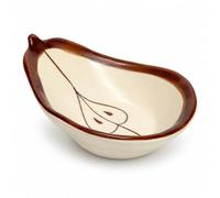 Hand Painted Pear Shaped Ceramic Spoon Rest, Small Rustic Kitchen Utensil Holder for Stove Top, Multi-Purpose Mini Decorative Dish for Spatula Spoon, Housewarming Cooking Gift for Women Mom-Brown