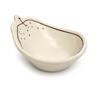 Hand Painted Pear Shaped Ceramic Spoon Rest, Small Rustic Kitchen Utensil Holder for Stove Top, Multi-Purpose Mini Decorative Dish for Spatula Spoon, Housewarming Cooking Gift for Women Mom-White