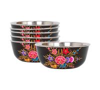 Billy Can Billycan Hand-painted Picnic Snack Bowls - 14.5Cm - Carbon Pansy - Pack Of 6, Black