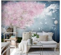 Hand Painted Pink Floral Elk Artistic Conception 3D Wallpaper Easy Install Feature Office Living Room Sofa Bedroom TV Background Wall Decoration-200cm×140cm