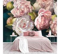 Hand Painted Pink Rose Peonies Wall Murals Wallpaper For Bedroom 3D Wall Sticker Art Murals, Waterproof Diy Wall Decor For Bedroom Living Room Classroom Offices Home Decoration 140 (W) x 70 (H) cm