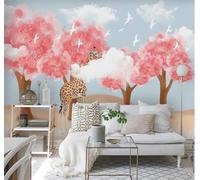 Hand Painted Pink Trees Giraffe Flying Birds 3D Wallpaper Luxury Home Dining Decor Paste Sofa Living Room The Wall for Bedroom Mural-250cm×170cm