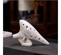 Hand Painted Pottery Flute 12 Holes Chinese Style Creative Pattern Ocarina Stage Performance Instruments for Beginners Gift (Color : E)