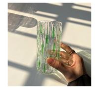 Hand-Painted Rainbow Prism Glass Mug - Colorful Refraction Cup for Juice, Water & Home Decor(Green)