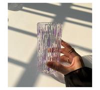 Hand-Painted Rainbow Prism Glass Mug - Colorful Refraction Cup for Juice, Water & Home Decor(Purple)