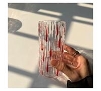 Hand-Painted Rainbow Prism Glass Mug - Colorful Refraction Cup for Juice, Water & Home Decor(Red)
