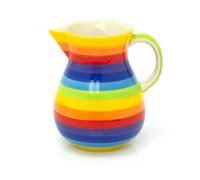 Hand Painted Rainbow Stripe Ceramic Flower Jug Vase | Serving Jug Water Pitcher Large Milk Jug | Kitchen Jug Glazed Vase Jug For Flowers