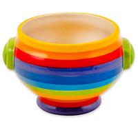Hand Painted Rainbow Stripe Ceramic Soup Bowl (1)