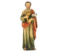Hand Painted Resin Catholic Patron Saint Statuette with Prayer Card, 4 Inch (Saint St Joseph The Worker)