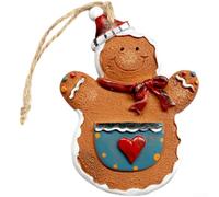 Hand Painted Resin Christmas Ornament Cookie Person 8cm Unique Design | Resin material lightweight display for trees wreaths or tabletops size 8cm yellow green festive decor