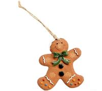 Hand Painted Resin Christmas Ornament Cookie Person 8cm Unique Design | Resin material lightweight display for trees wreaths or tabletops size 8cm yellow green festive decor
