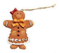 Hand Painted Resin Christmas Ornament Cookie Person 8cm Unique Design | Resin material lightweight display for trees wreaths or tabletops size 8cm yellow green festive decor