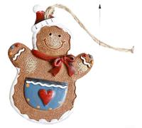 Hand Painted Resin Cookie Man Ornament Festive Design for Hanging on Christmas Tree Seasonal Decoration (Apron Style)
