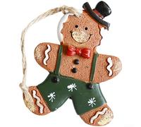 Hand Painted Resin Cookie Man Ornament for Hanging on Christmas Trees, for Seasonal Holiday Decorations and Parties (Overalls)