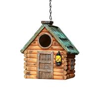 Hand-Painted Resin Decorative Birdhouses with Hanging Chain Weatherproof | Outdoor Bird House for Finches Hummingbird Wild Birds Nesting for Garden Courtyard Decor