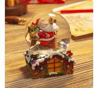 Hand Painted Resin Santa & Chimney Waterball 8.5cm