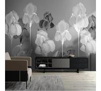 Hand Painted Retro Art Line Flowers and Leaves 3D Wallpaper Luxury Silk Study Dining Feature Sofa Grey Bedroom Living Room Tv Decorative Wall-430cm×300cm