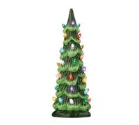 Hand Painted Retro Tabletop Christmas Trees with Energy Efficient LED Lights and Auto Timer to Enhance Festive Holiday Decor on Furniture and Shelves (15cm)