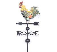 Hand-Painted Rooster Wind Vane - 120cm Iron Weathervane with Directional Letters Multi-Color Garden Decor for Outdoor Mounting Great for Your Home Patio Backyard Farmhouse