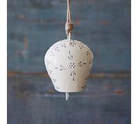 Hand Painted Rustic Iron Bell | White | 11 x 9 x 6cm | Garden & Home Ornament | Fair Trade & Handmade