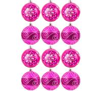 Hand Painted Shatterproof Baubles | 6cm | Pink | 12 Pack
