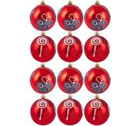 Hand Painted Shatterproof Baubles | 8cm | Shiny Red | 12 Pack