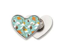Hand Painted Simple Geometry Kite Pattern Heart Metal Pin Brooch Clip Love