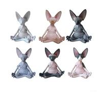 Hand Painted Sphynx Cat Meditate Statue, Yoga Relaxed Pose Resin Figurine With Gray Stone Texture For Indoor Outdoor Garden Decor, Multicolor 13cm(gray)