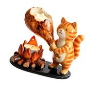 Hand-Painted Tea Light Holder Animal Resin Campfire Decor for Small Spaces, Shelf Accent, Cabin Room Warmth Cartoon Animal Tealight Holder Resin Campfire Decor Shelf Desk Tabletop Cozy Home