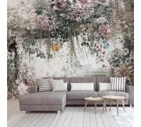 Hand Painted Three Dimensiona Vines Flowers Butterflies Modern 3D Wallpaper Premium Textured Silk Neutral Tones Material Ideal for Living Room Bedroom-300cm×210cm