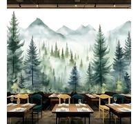 Hand Painted Three Dimensional Green Forest Mountain Peaks 3D Wallpaper Easy Install Feature Office Living Room Sofa Bedroom TV Background Wall Decoration-300cm×210cm